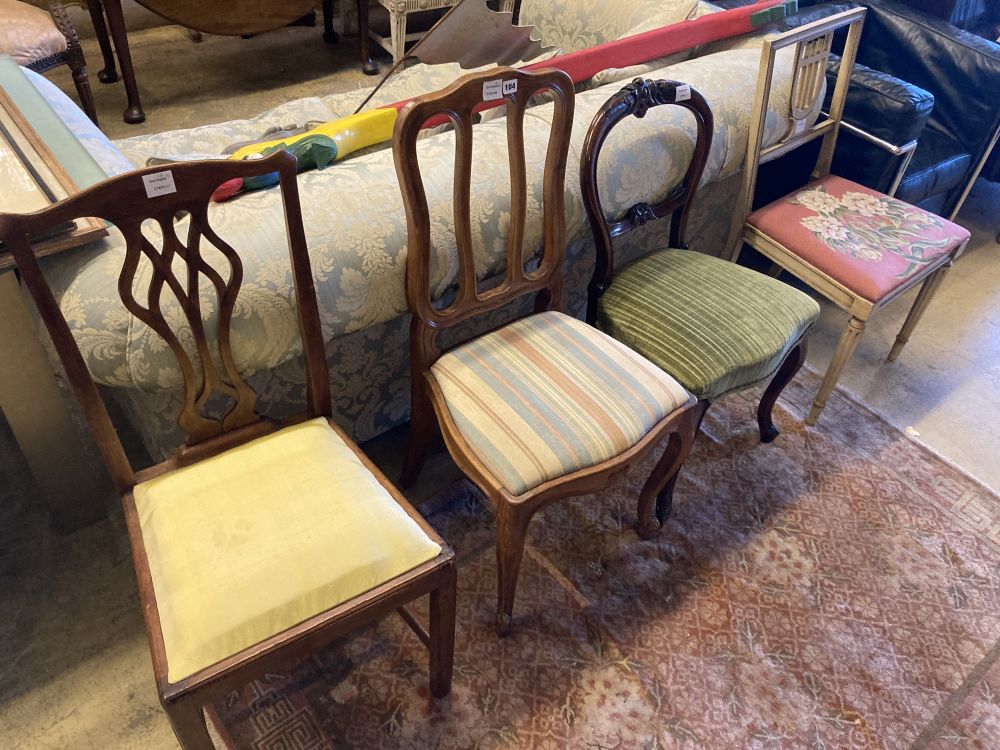 A Chippendale style dining chair and three other dining chairs (4)